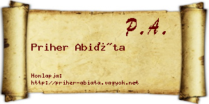 Priher Abiáta névjegykártya